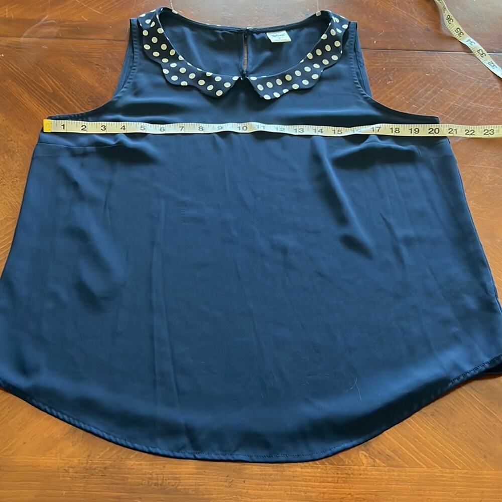 Disney LC Lauren Conrad Navy Blue Blouse with Polka Dot Collar Woman Size Large - Picture 8 of 10